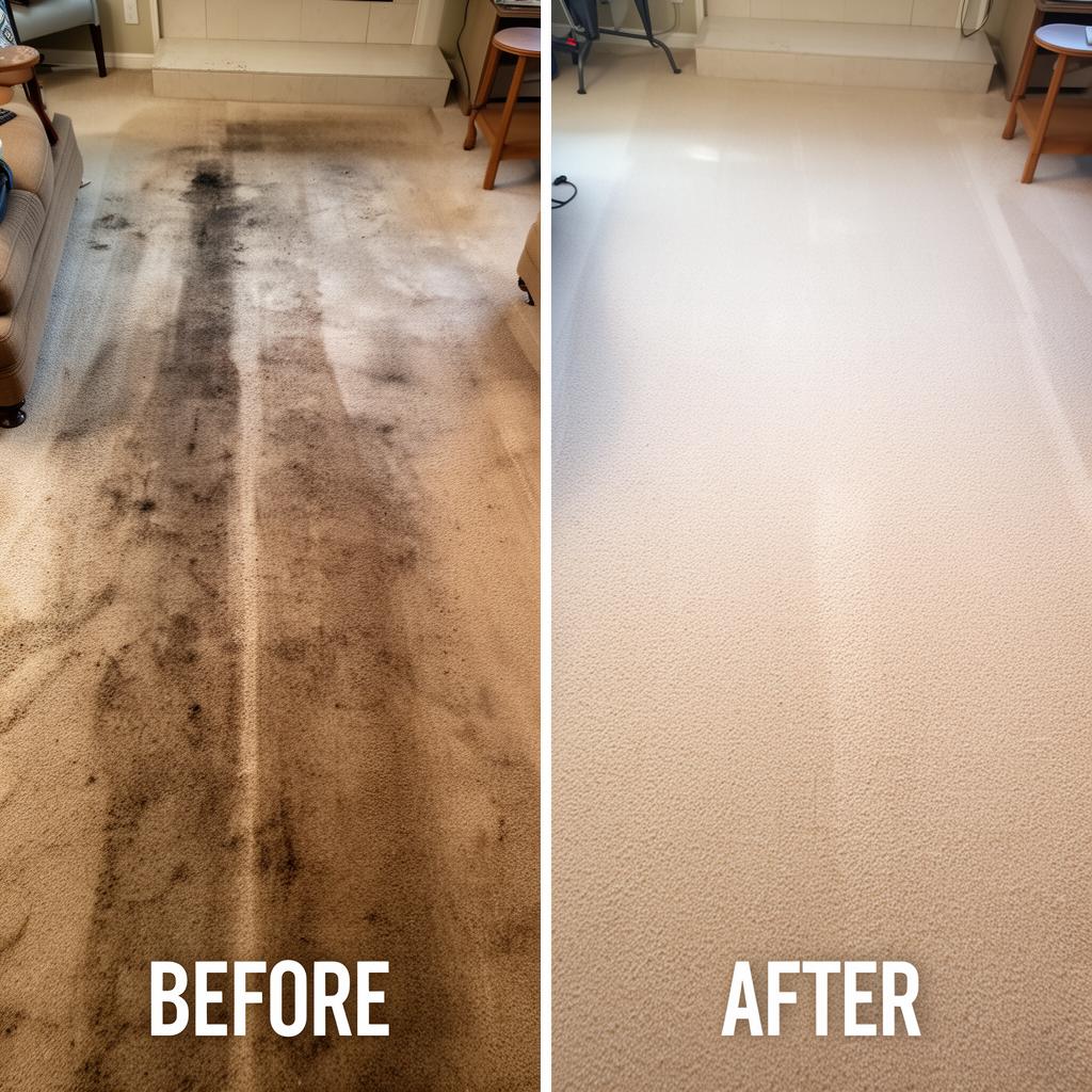 Before and after carpet cleaning