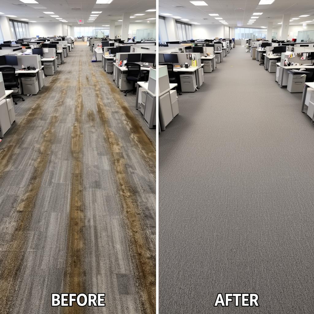 Before and after commercial carpet cleaning