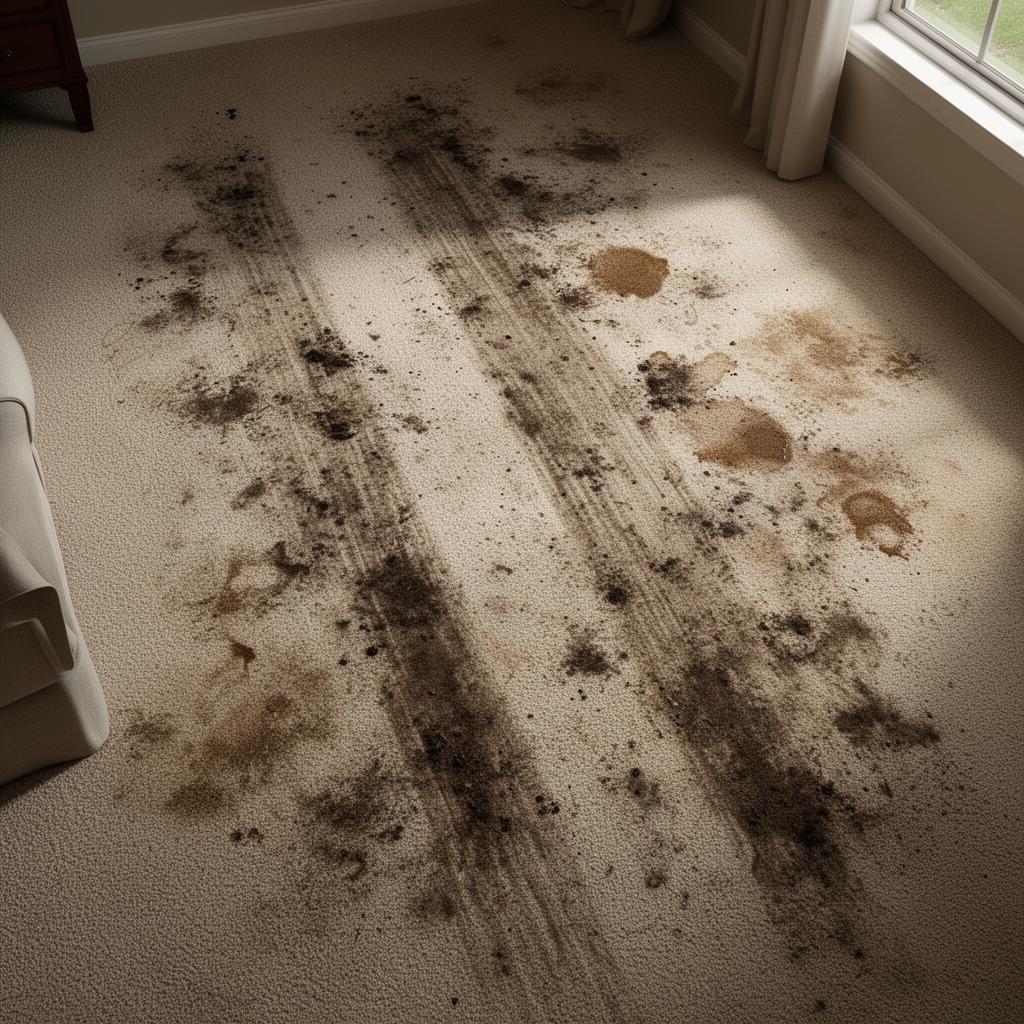 Dirty carpet before cleaning